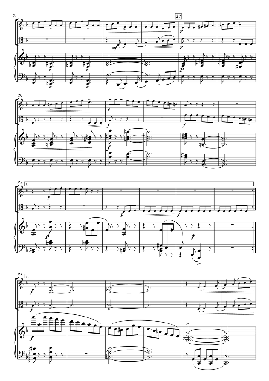 Miniatures, No.6 Saltarell H.88-3 for Violin, Viola & Piano Piano Trio scores gallery preview page 2