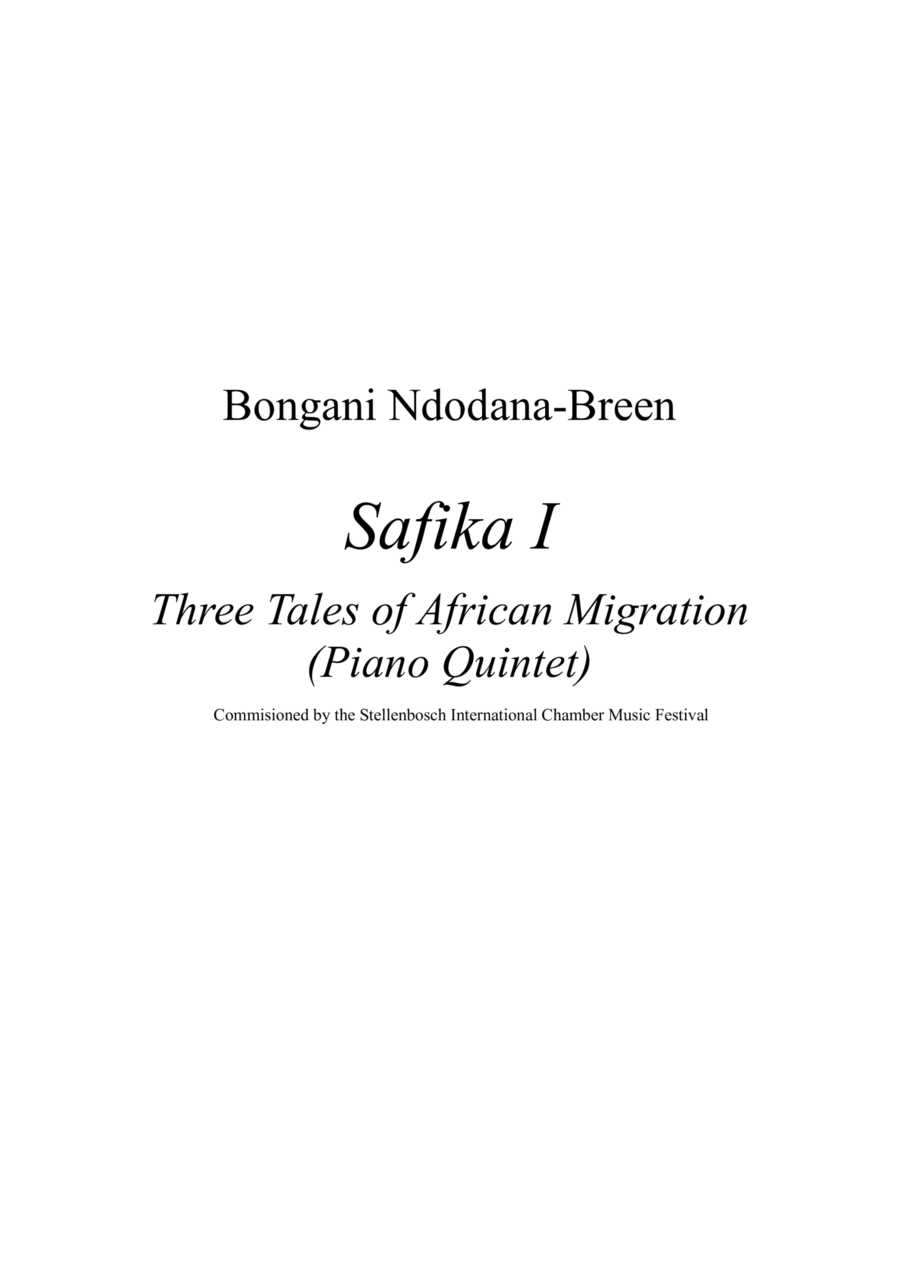 Safika: Three Tales of African Migration (string quintet) Piano Quintet scores gallery preview page 1