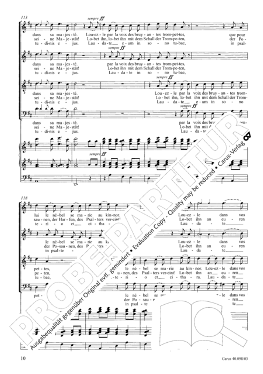 Psalm 150 (Der 150. Psalm) 4-Part scores gallery preview page 11