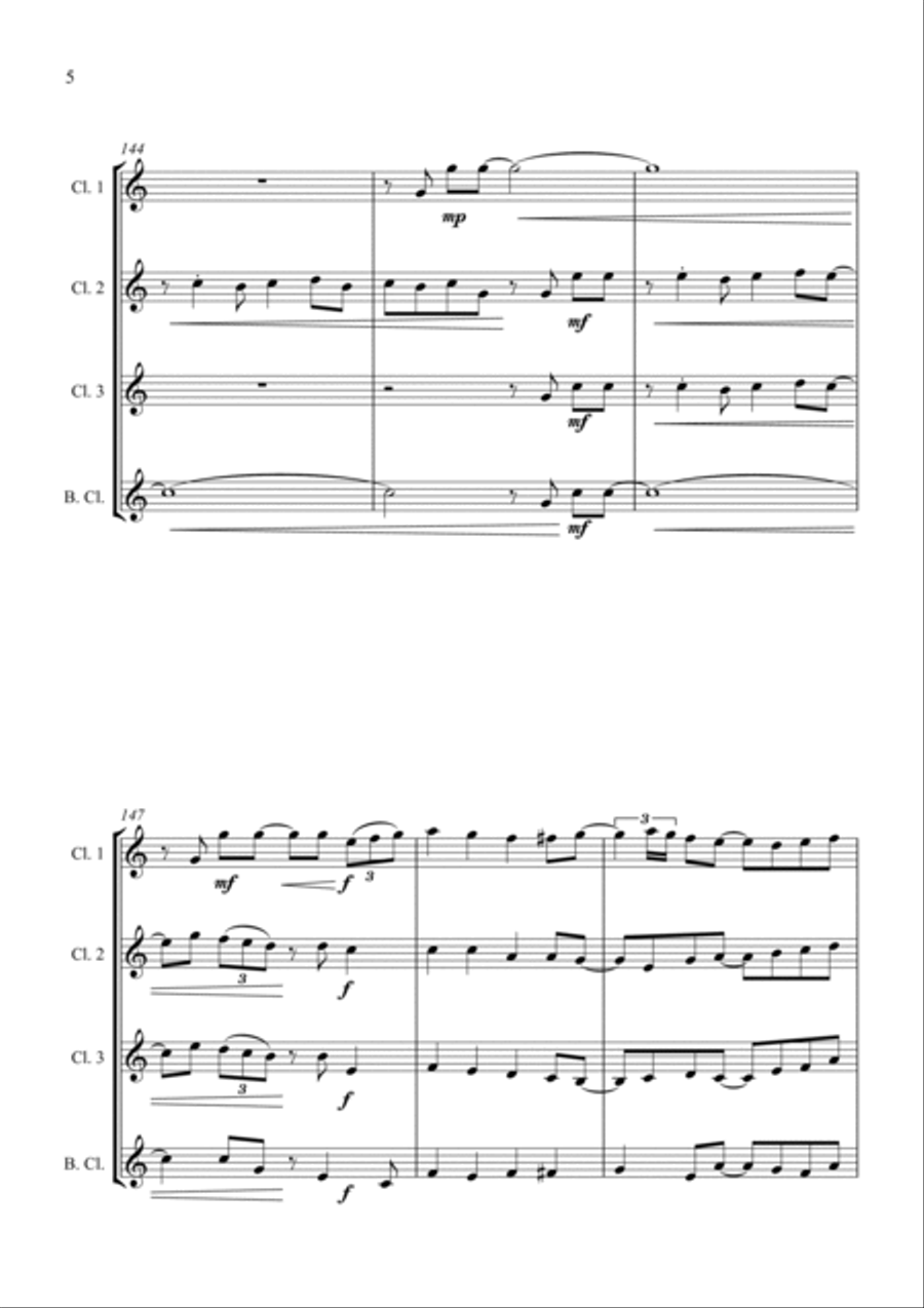 O Come All Ye Faithful - Jazz Carol for Clarinet Quartet Clarinet Quartet scores gallery preview page 6