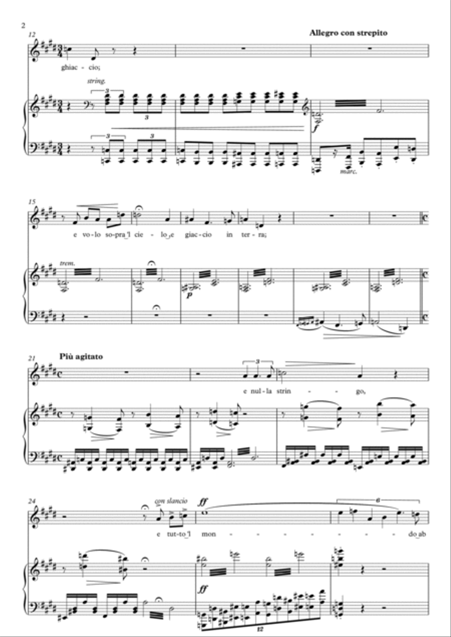Tre Sonetti di Petrarca, Pace non trovo, E major, medium voice Medium Voice scores gallery preview page 2