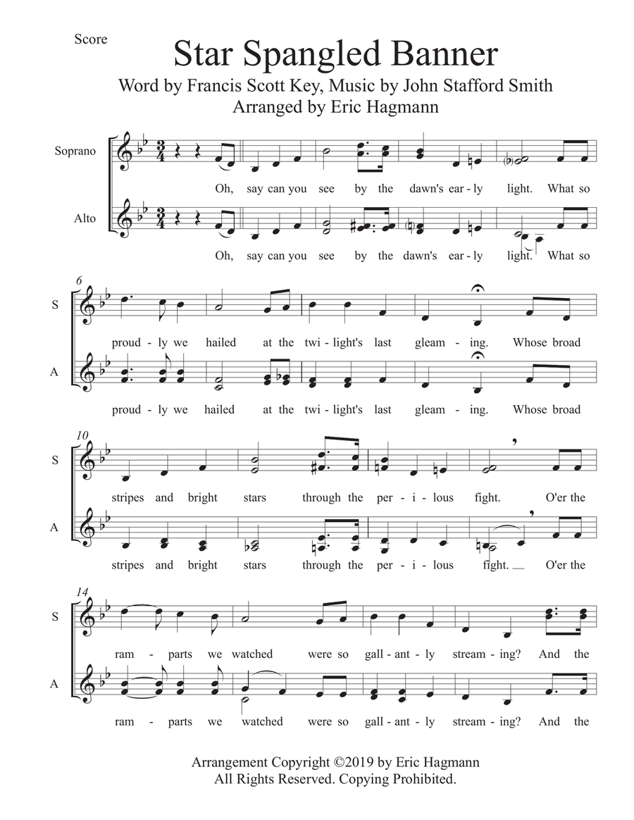 The Star Spangled Banner SSAA scores gallery preview page 1