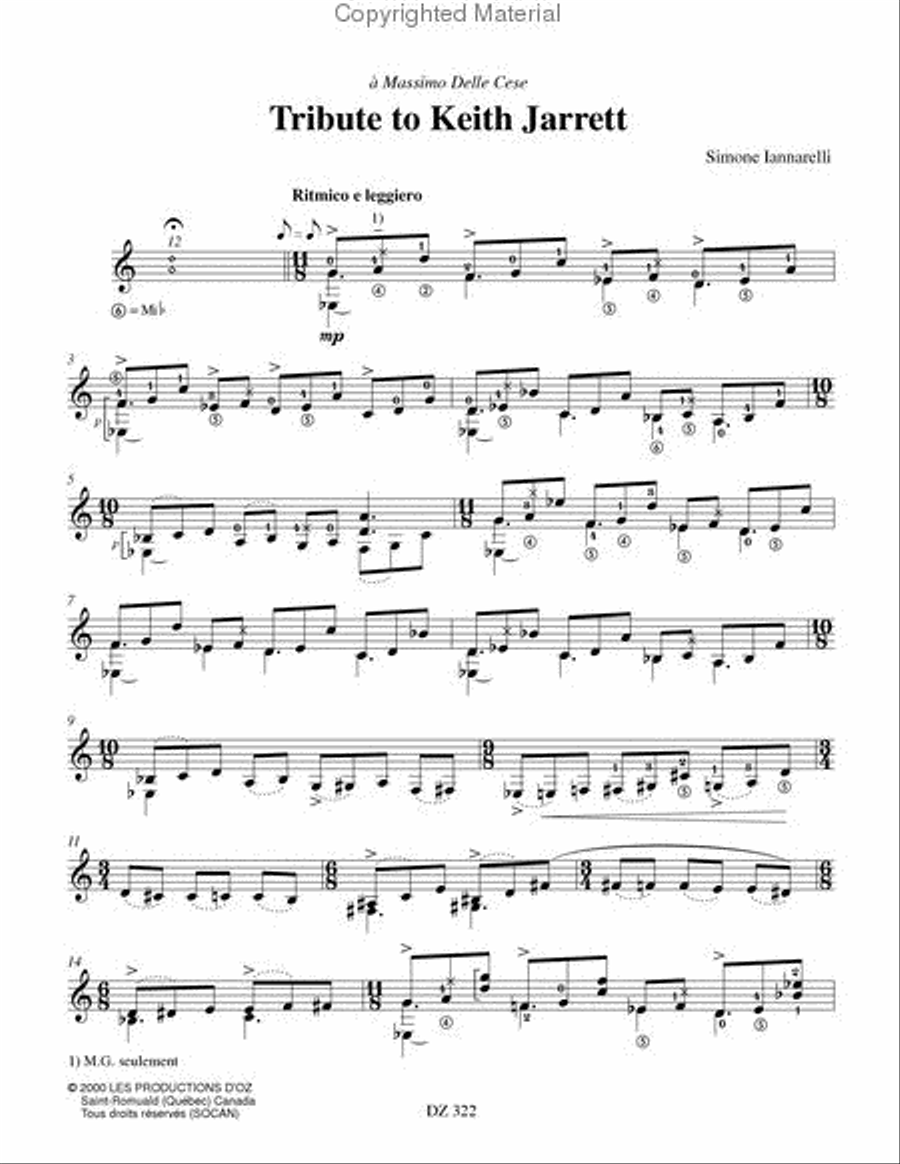 Tribute to Keith Jarrett Classical Guitar scores gallery preview page 2