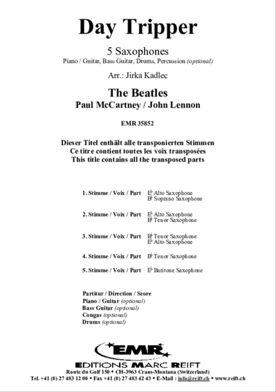 Day Tripper Saxophone Quintet scores gallery preview page 2