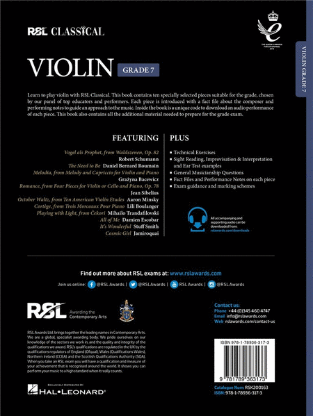 RSL Classical Violin Grade 7 (2021)
