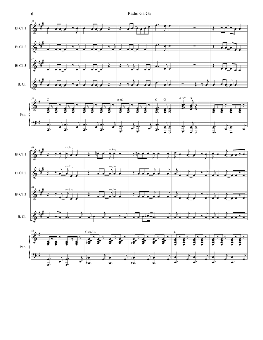 Radio Ga Ga Woodwind Ensemble scores gallery preview page 6