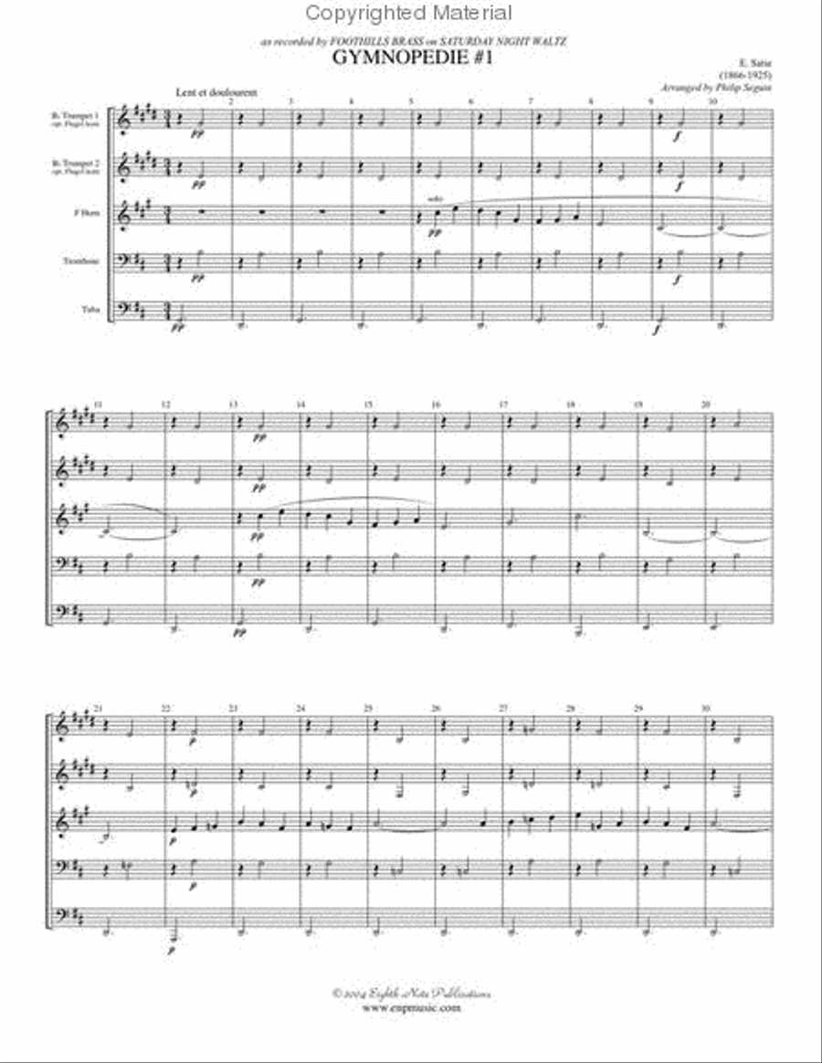 Gymnopedie #1 Brass Quintet scores gallery preview page 2
