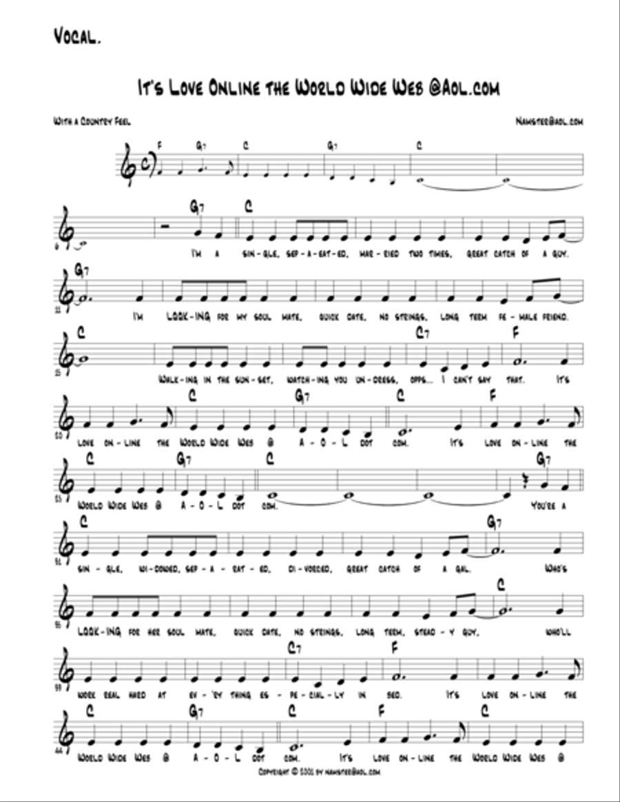 It's Love Online the Worldwide Web Voice Solo scores gallery preview page 1
