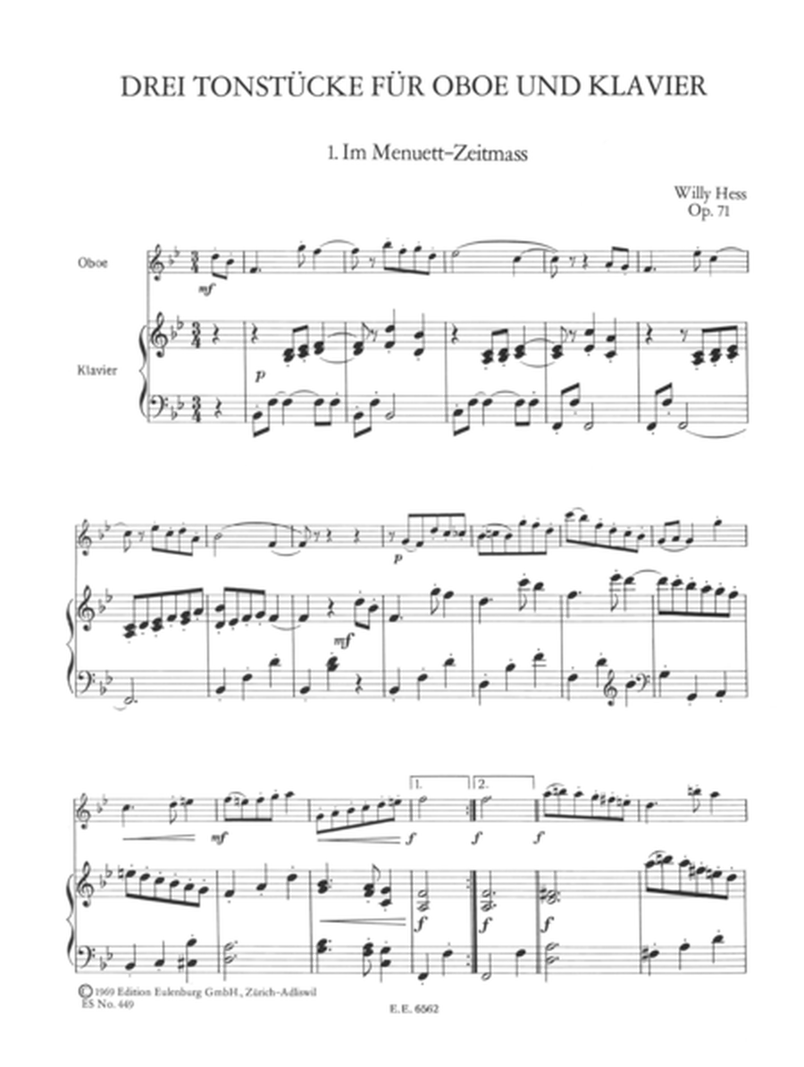 3 Tonstücke for oboe and piano