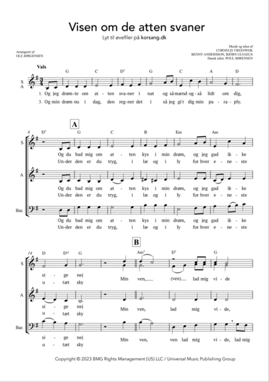 Visen Om De Atten Svaner (jeg Drømte Om Atten Svaner I Nat) 3-Part scores gallery preview page 2