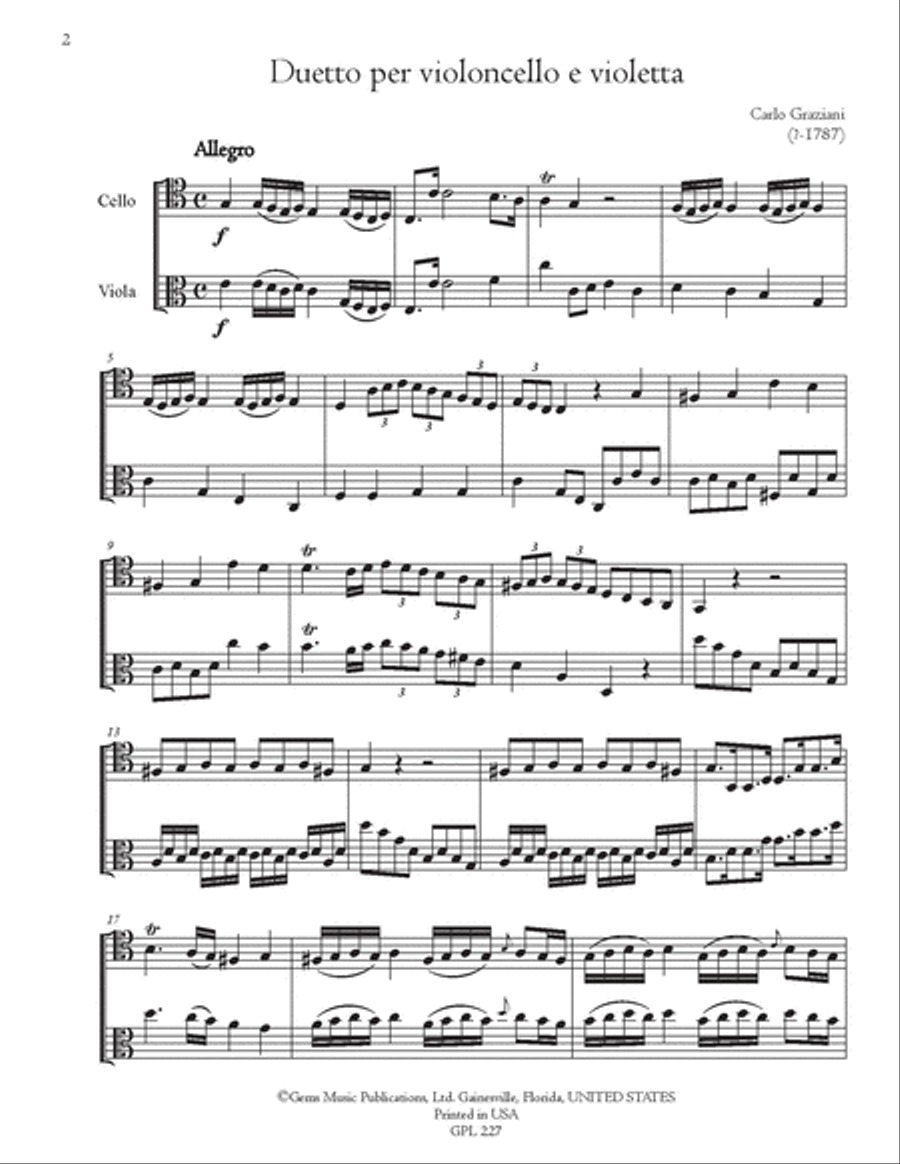 Duetto in C per violoncello e violetta String Duet scores gallery preview page 2