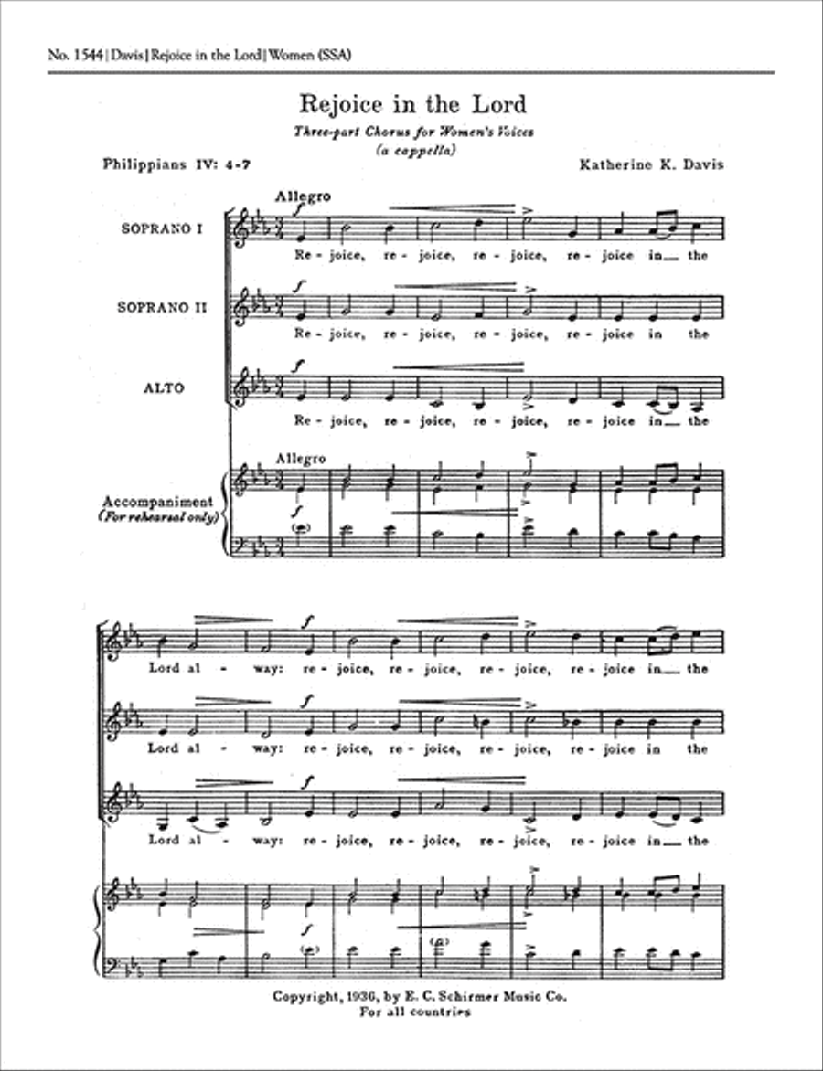 Rejoice In The Lord SSA scores gallery preview page 1