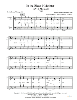 In the Bleak Midwinter [SATB madrigal]