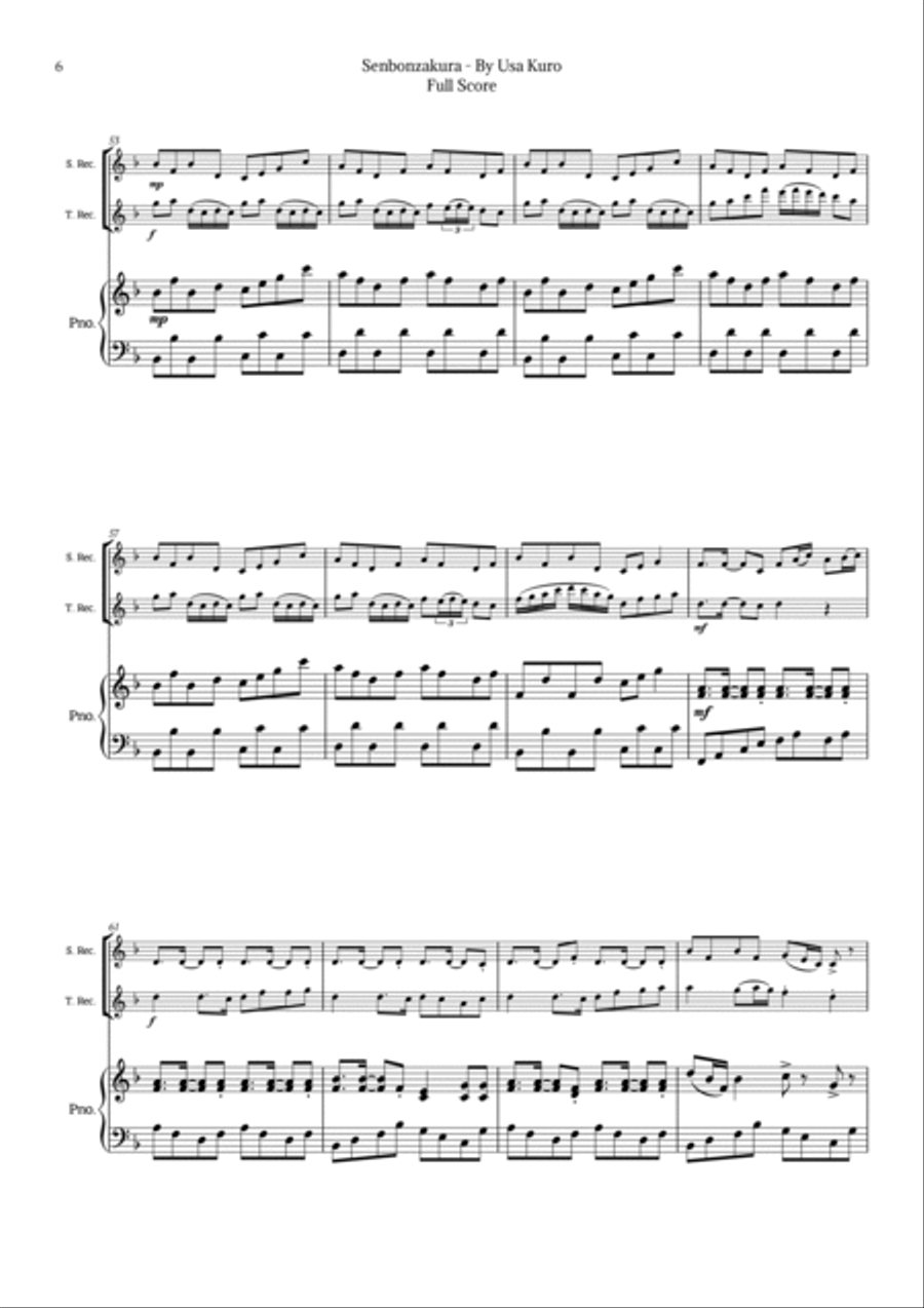 Senbonzakura Woodwind Duet scores gallery preview page 6