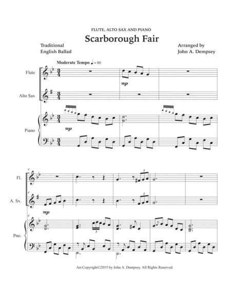 Scarborough Fair (Trio for Flute, Alto Sax and Piano) image number null