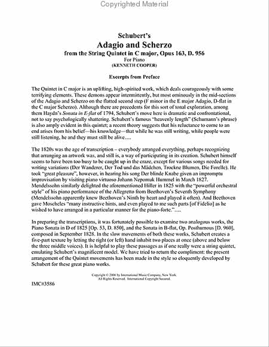 Adagio and Scherzo from the String Quintet in C Major, Opus 163, D. 956 Piano Solo scores gallery preview page 3