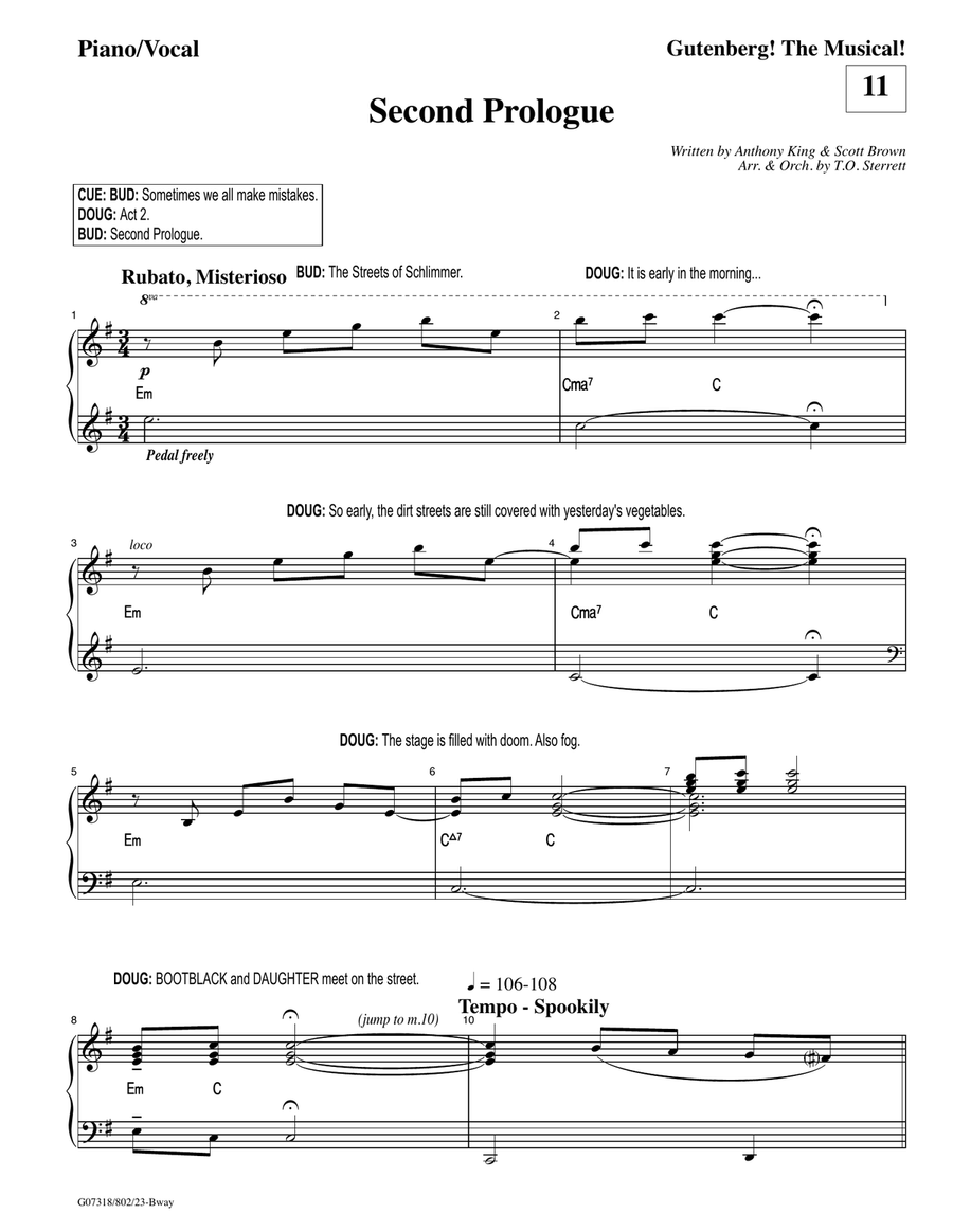 11 Act 2 Prologue 2020 Piano, Vocal, Guitar scores gallery preview page 1