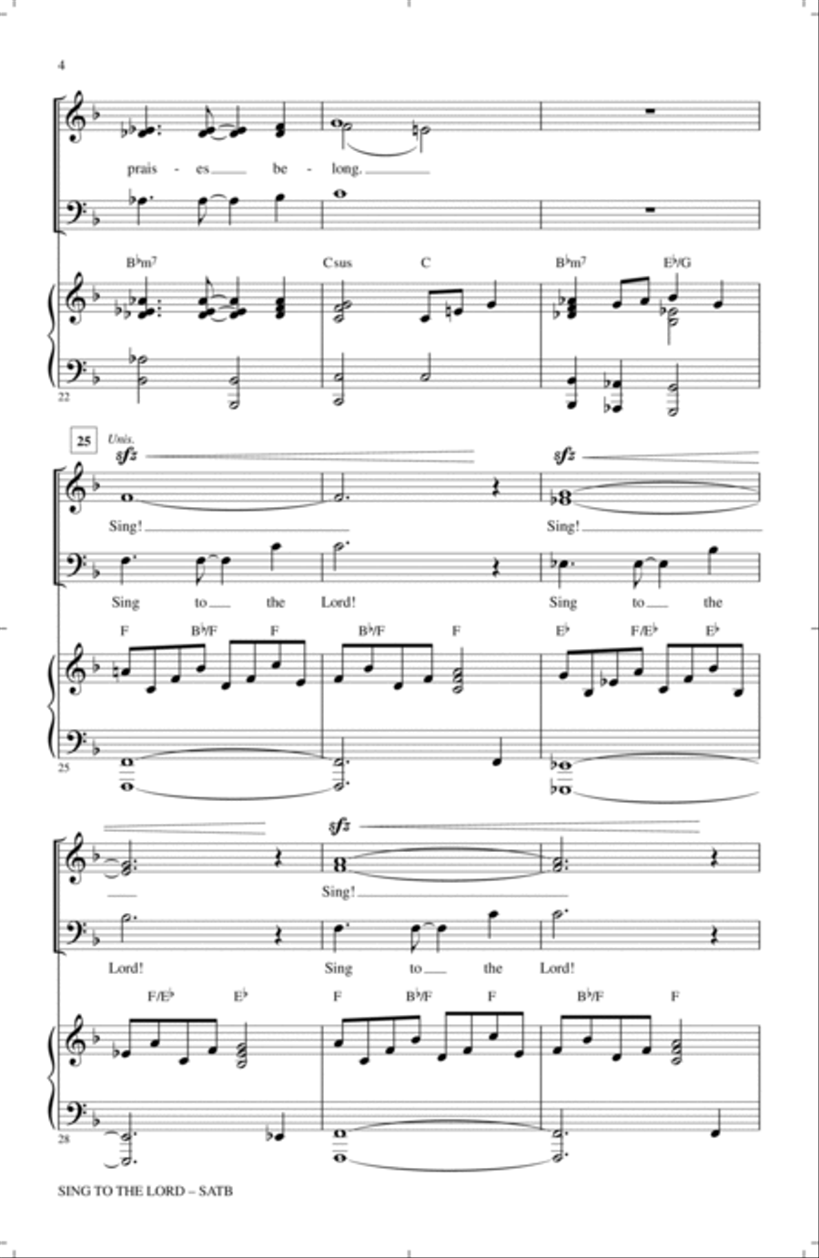Praise To The Lord, The Almighty 4-Part scores gallery preview page 3