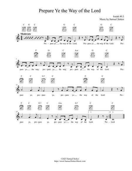 Prepare Ye the Way of the Lord - for unison children's choir and accompaniment instrument image number null