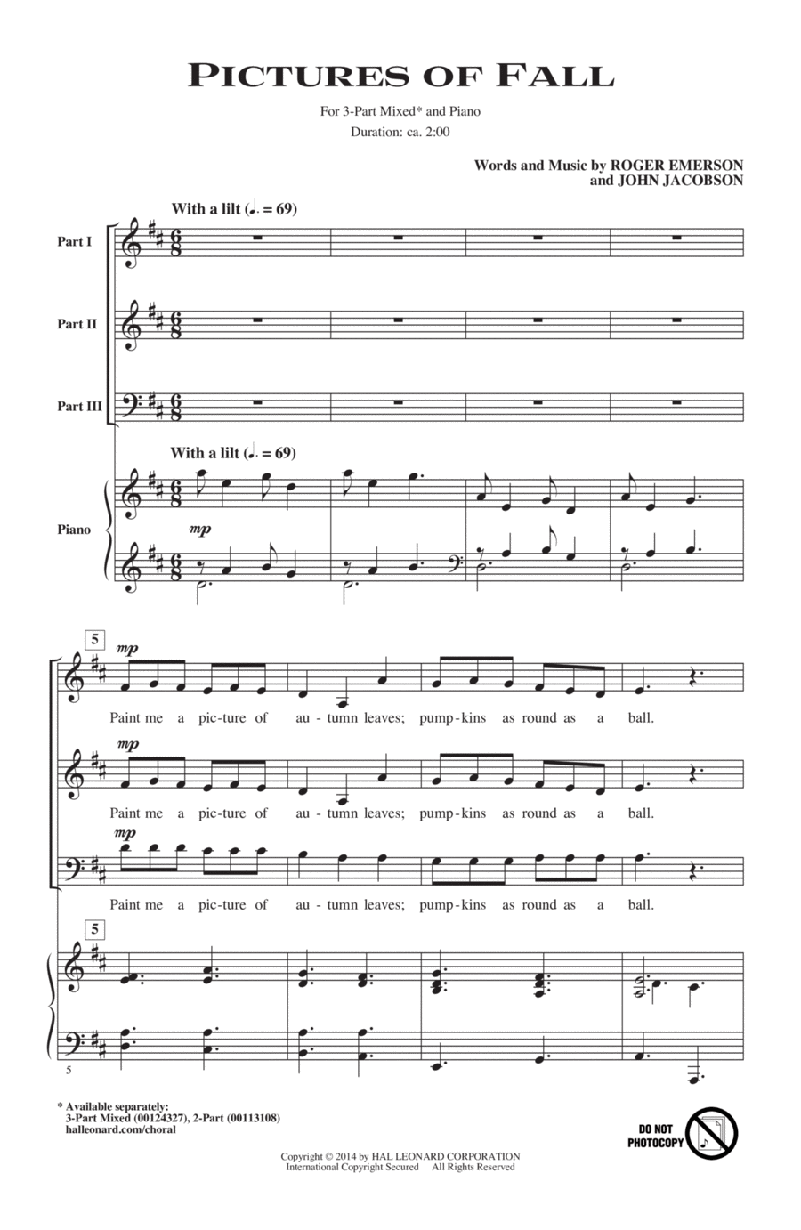 Pictures Of Fall Pictures Of Fall 3-Part scores gallery preview page 1