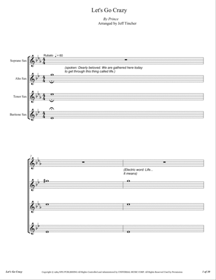 Let's Go Crazy Woodwind Quartet scores gallery preview page 2