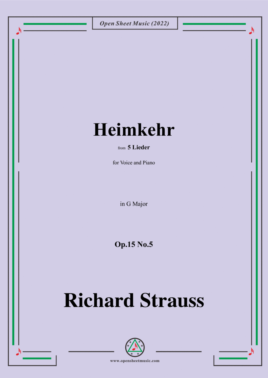 Richard Strauss-Heimkehr,in G Major Voice scores gallery preview page 1
