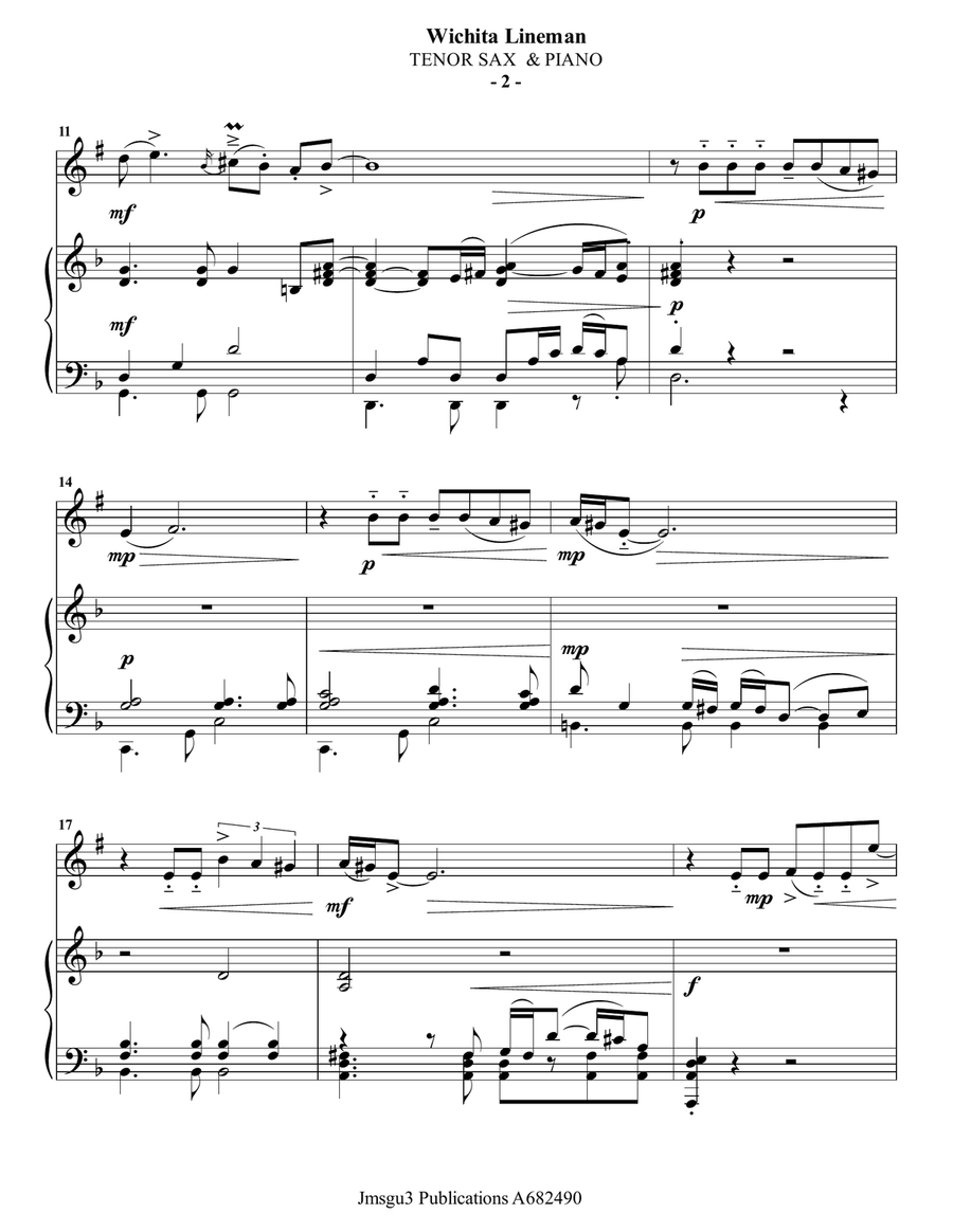 Wichita Lineman Tenor Saxophone scores gallery preview page 2