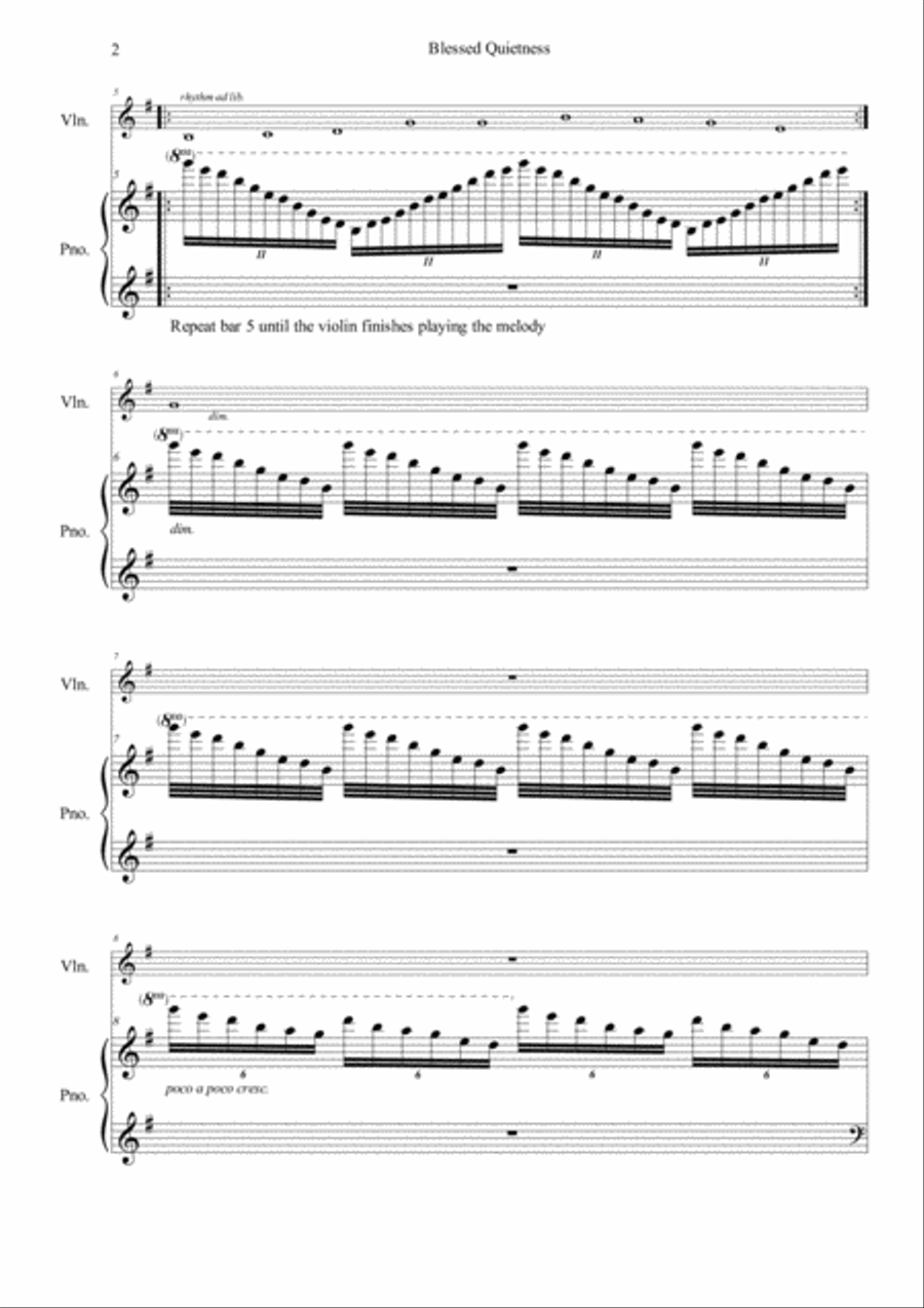 Blessed Quietness (Violin and Piano) Violin Solo scores gallery preview page 2