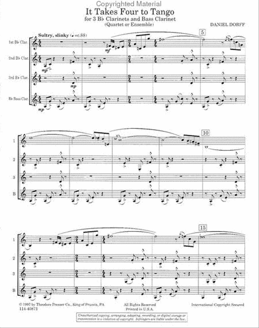It Takes Four To Tango-clar4 Clarinet Quartet scores gallery preview page 2