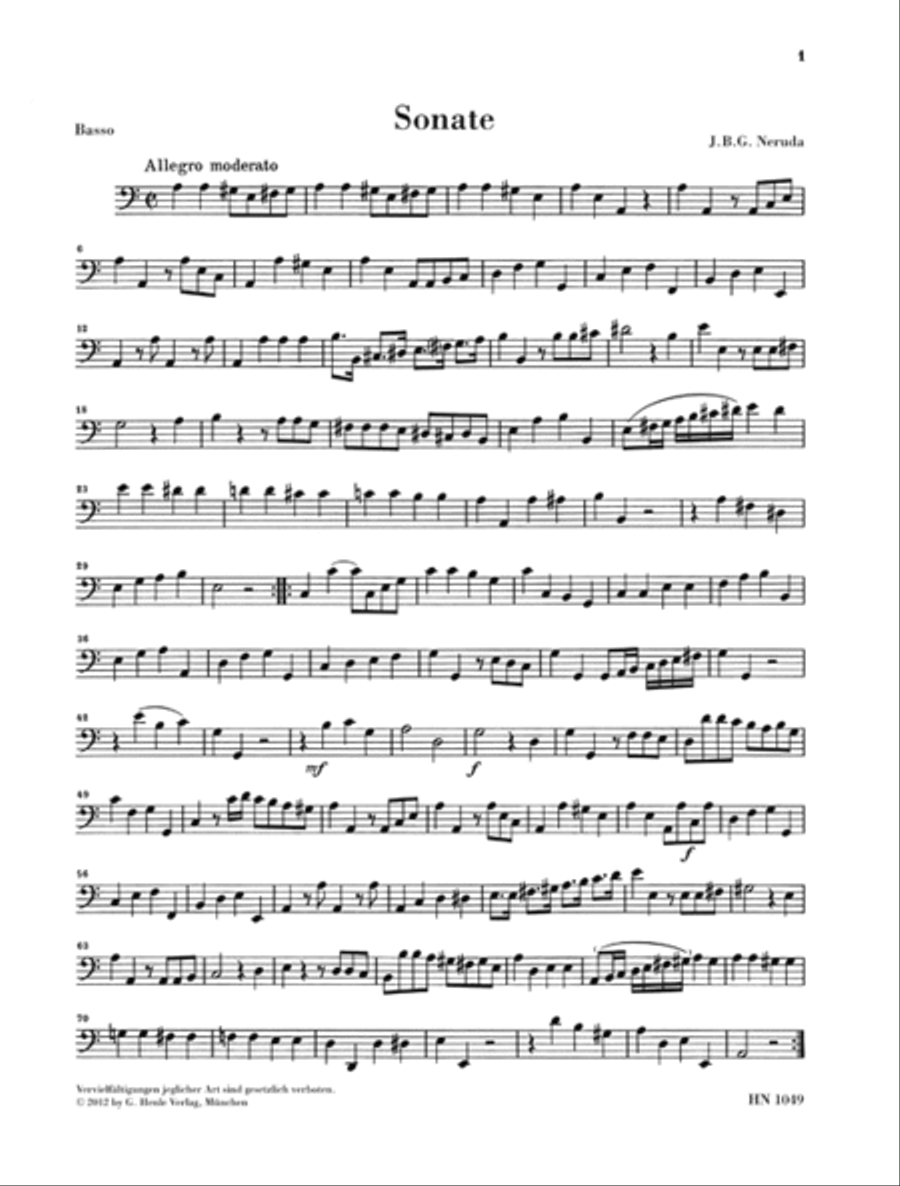 Johann Baptist Georg Neruda – Sonata in A minor for Violin and Basso Continuo Violin scores gallery preview page 4