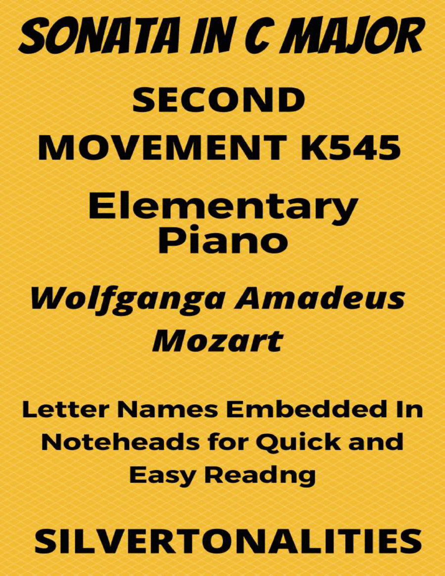 Sonata in C Major K545 Second Movement Elementary Piano Sheet Music Easy Piano scores gallery preview page 1