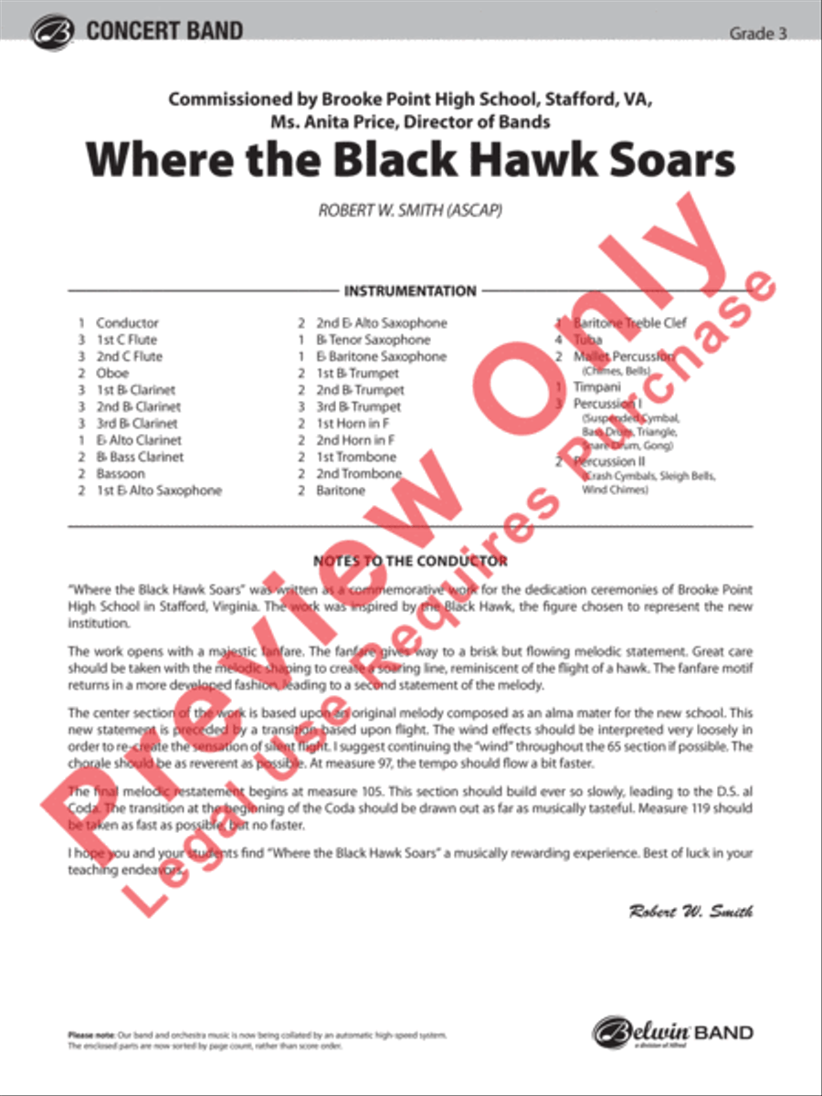 Where the Black Hawk Soars Concert Band scores gallery preview page 2