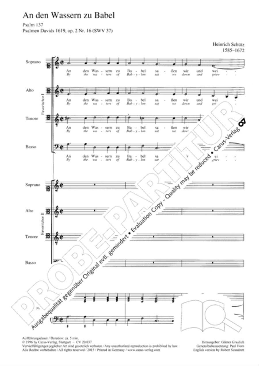 An den Wassern zu Babel sassen wir 4-Part scores gallery preview page 3