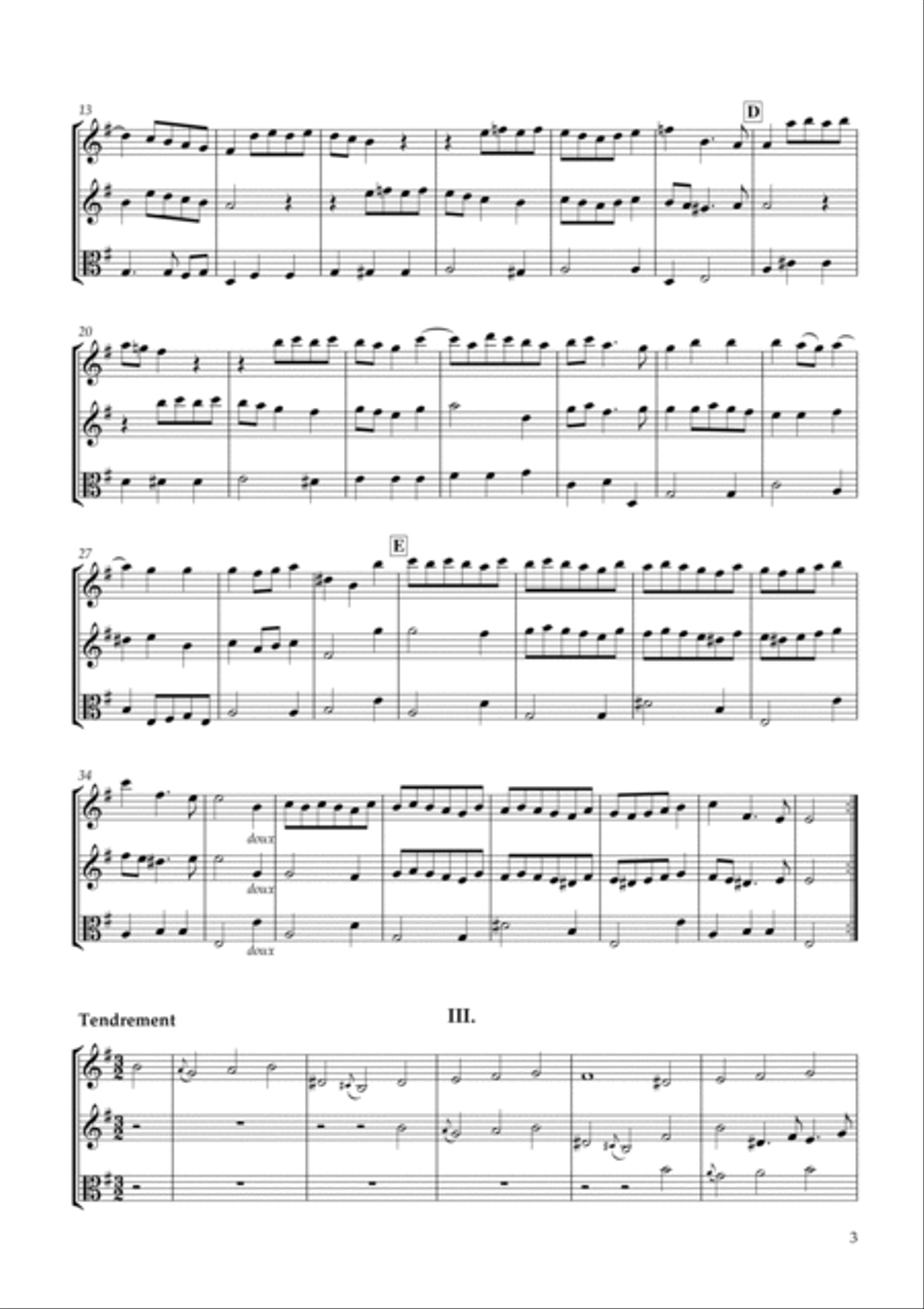 Six Sonatas No.6 for two Violins & Viola Op.7-6 String Duet scores gallery preview page 3