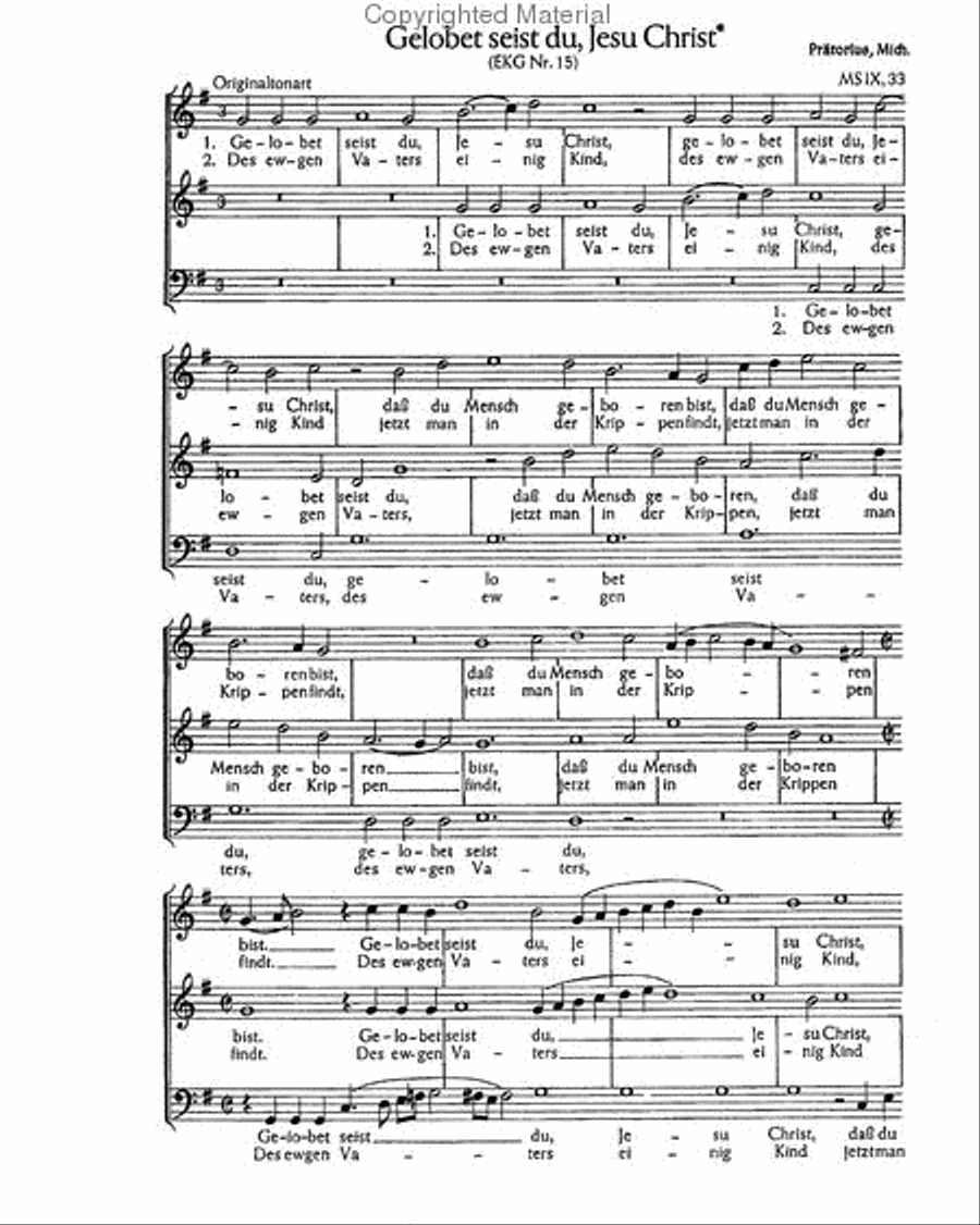 Praetorius: Gelobet seist du; Wo Gott zum Haus Score scores gallery preview page 2