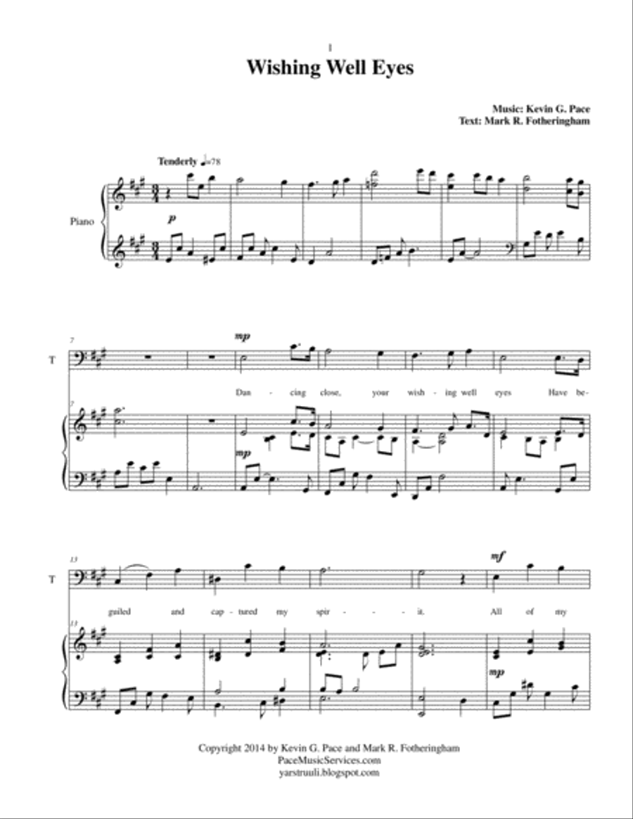 Wishing Well Eyes - vocal solo with piano accompaniment Tenor Voice scores gallery preview page 2