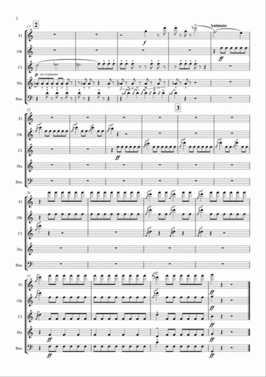 Saint-Saëns: Le Carnaval des Animaux II. Poules et Coqs (Hens and Roosters) - wind quintet Woodwind Quintet scores gallery preview page 2