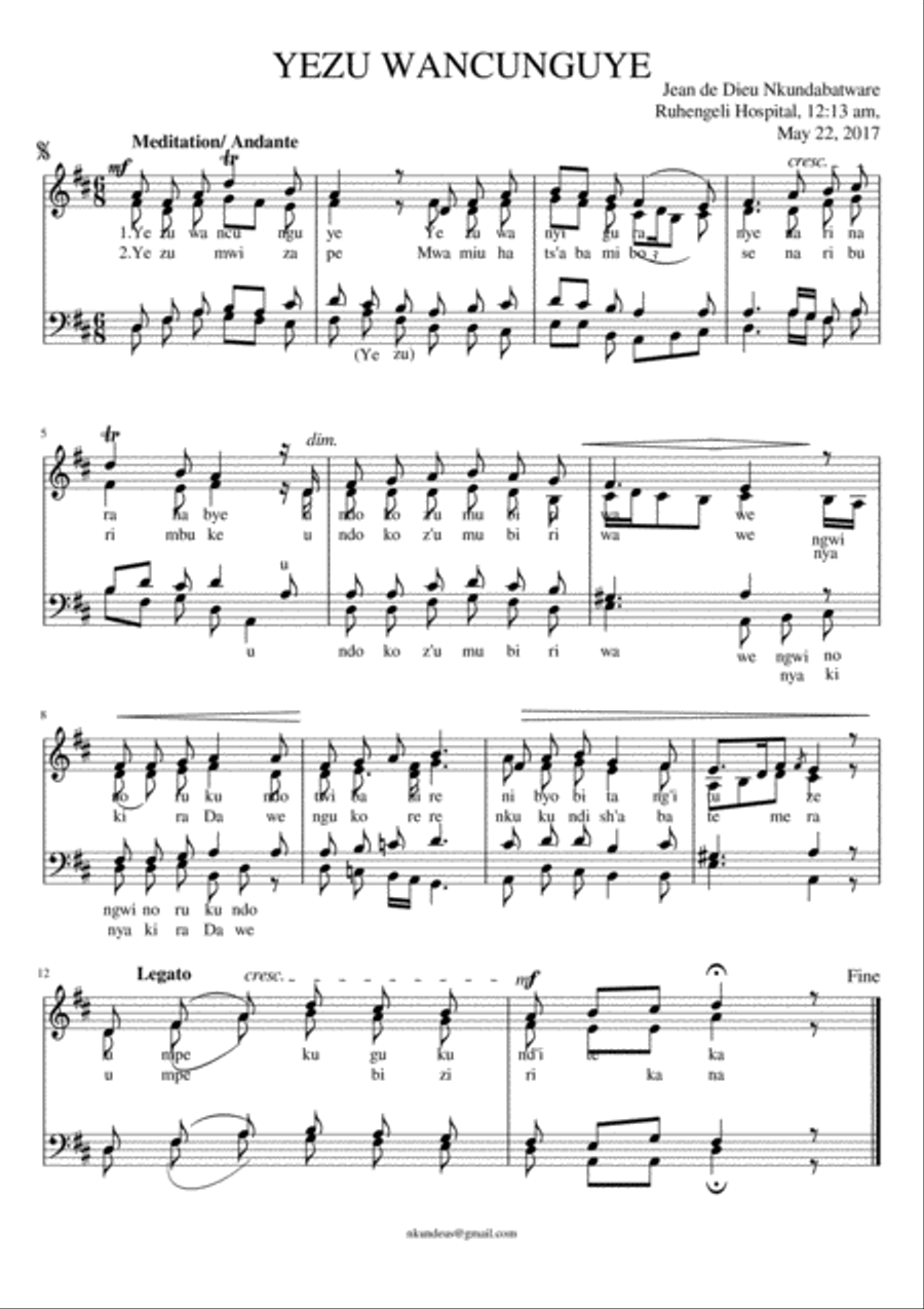 Yezu wancunguye Small Ensemble scores gallery preview page 1
