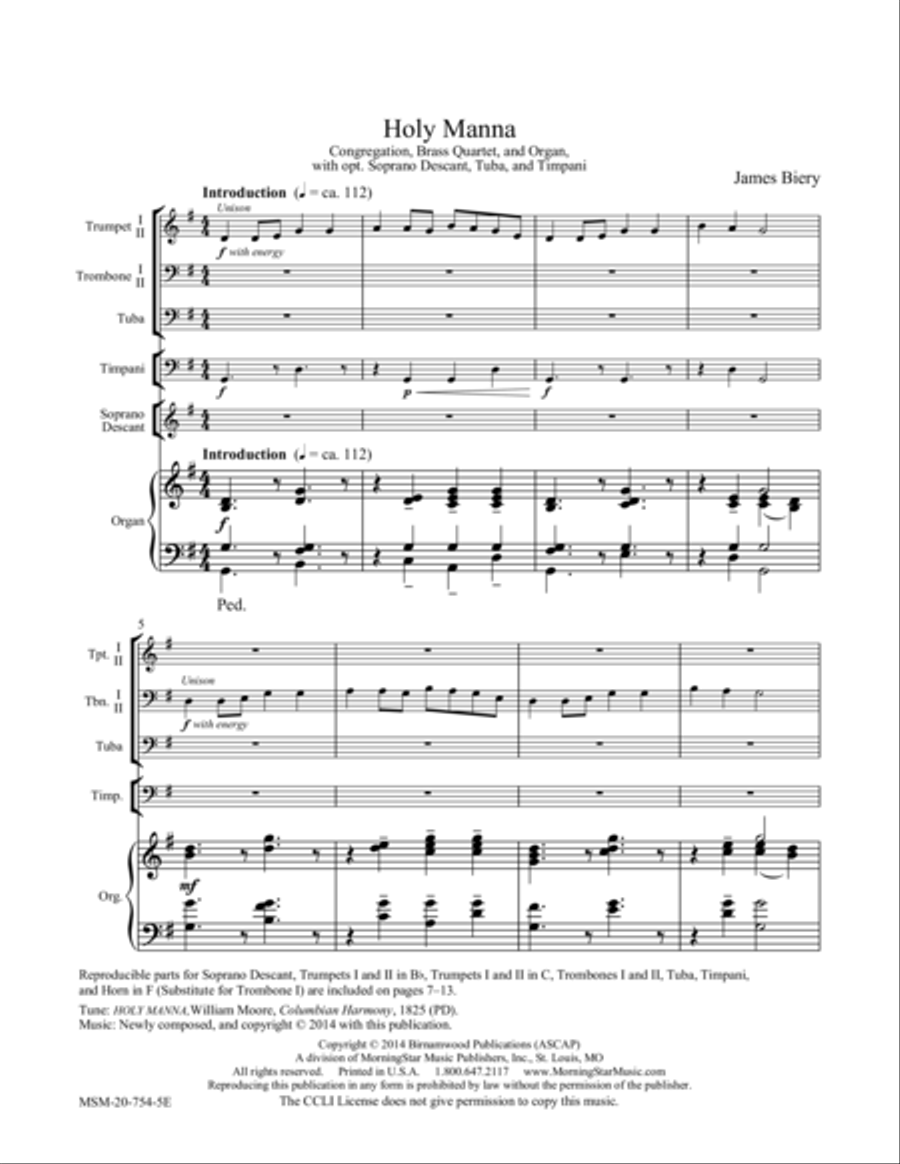 HOLY MANNA in G HOLY MANNA in G Choir scores gallery preview page 1