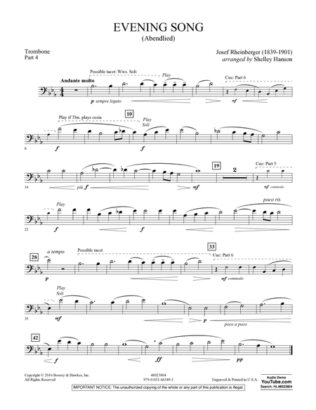 Evening Song (Abendlied) - Pt.4 - Trombone