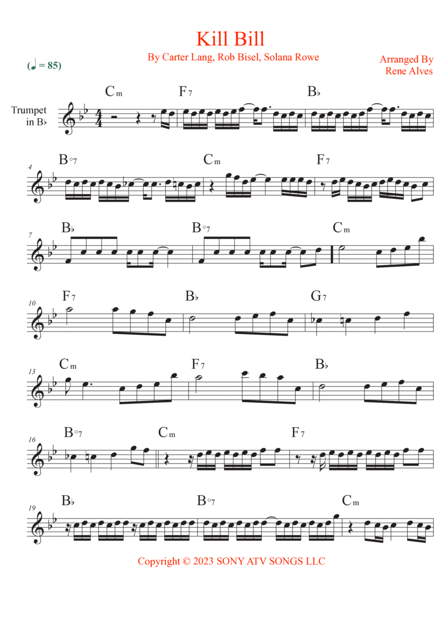 Kill Bill B-Flat Trumpet scores gallery preview page 1