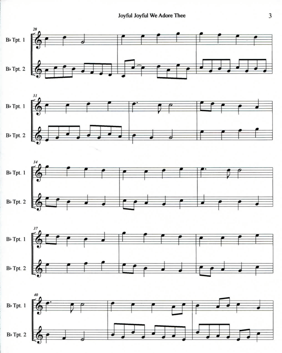 Joyful Joyful We Adore Thee - Hymn to Joy Trumpet Duet scores gallery preview page 2