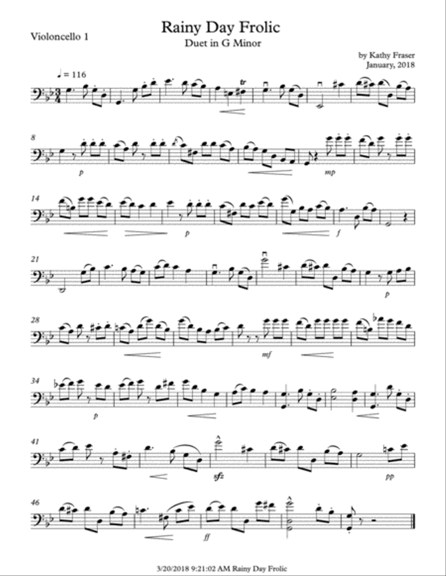 Rainy Day Frolic (A Cello Duet) String Duet scores gallery preview page 2
