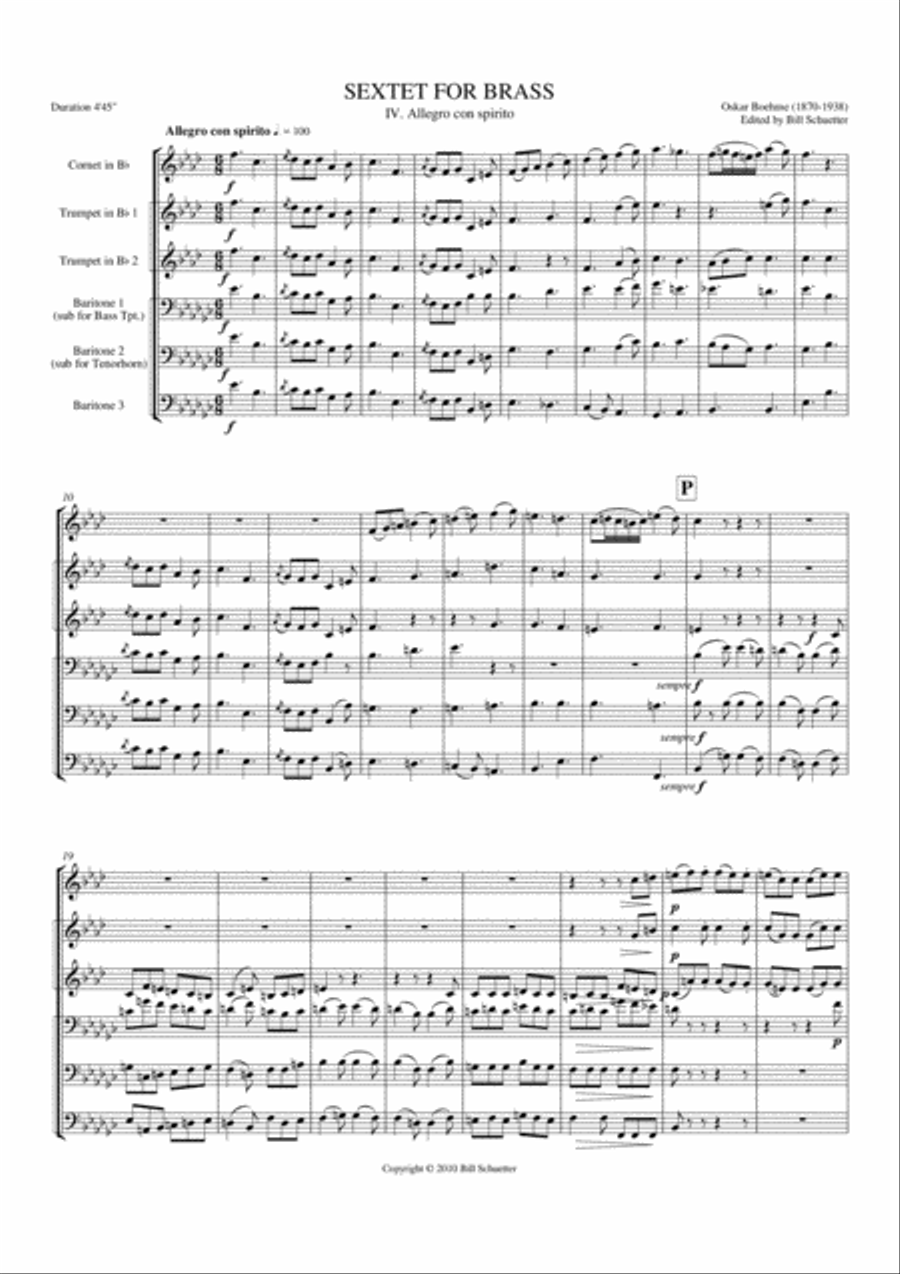Brass Sextet: Iv - Allegro Con Spirito Chamber Music scores gallery preview page 1