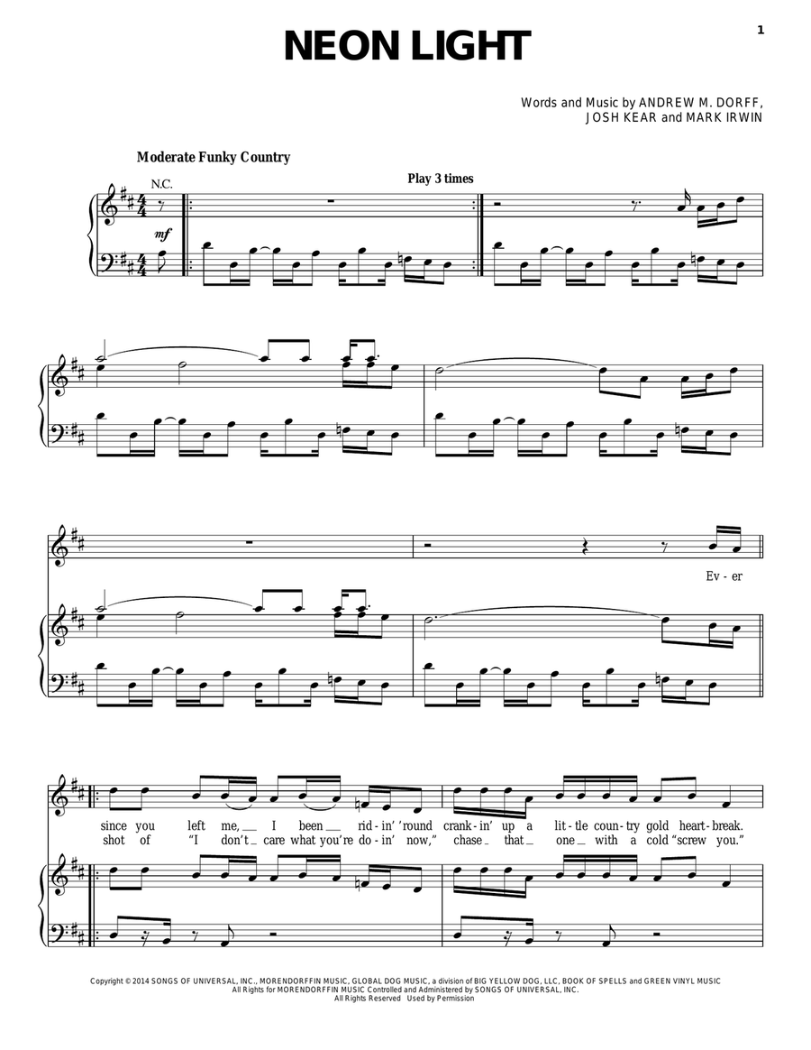 Neon Light Acoustic Guitar scores gallery preview page 1