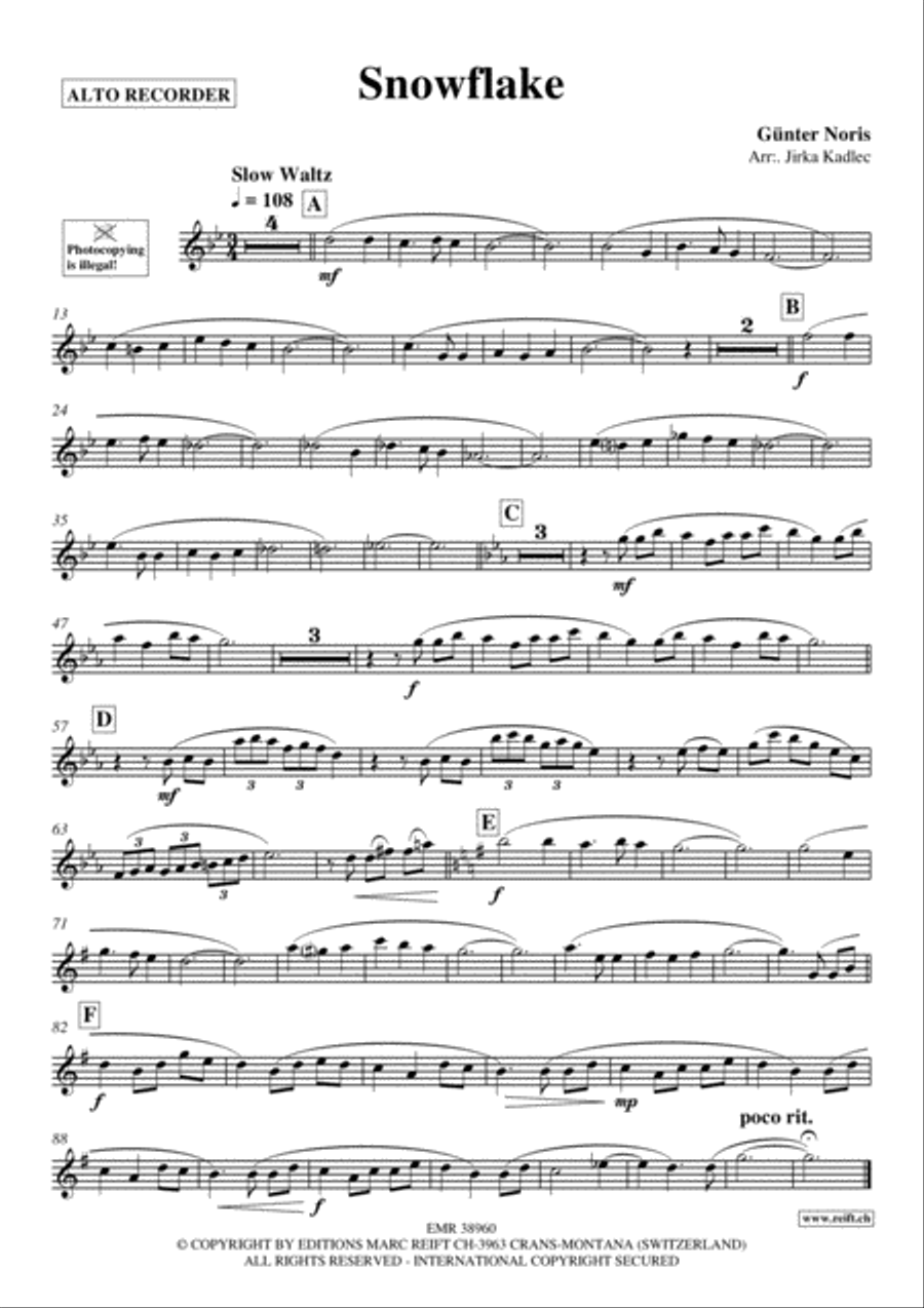 Snowflake Alto Recorder scores gallery preview page 2
