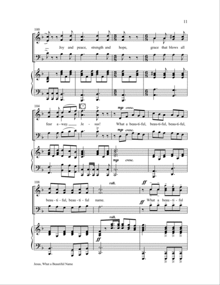 Jesus, What a Beautiful Name 3-Part scores gallery preview page 11