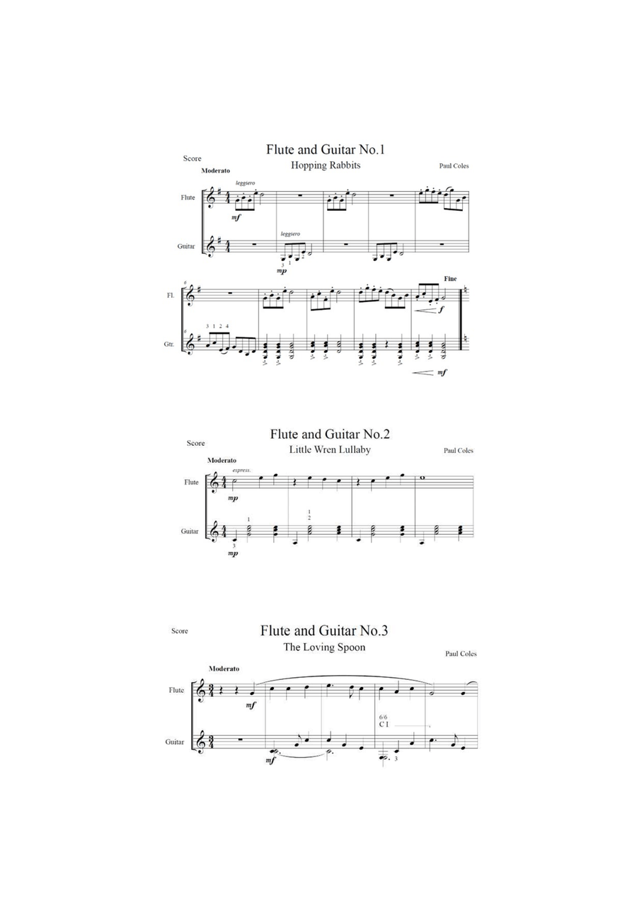 6 Easy Duets for Flute & Guitar Flute scores gallery preview page 2