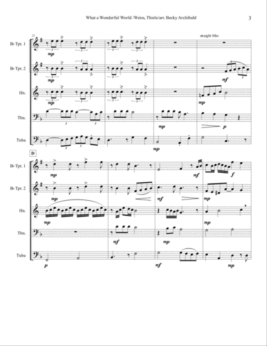 What A Wonderful World Brass Ensemble scores gallery preview page 4