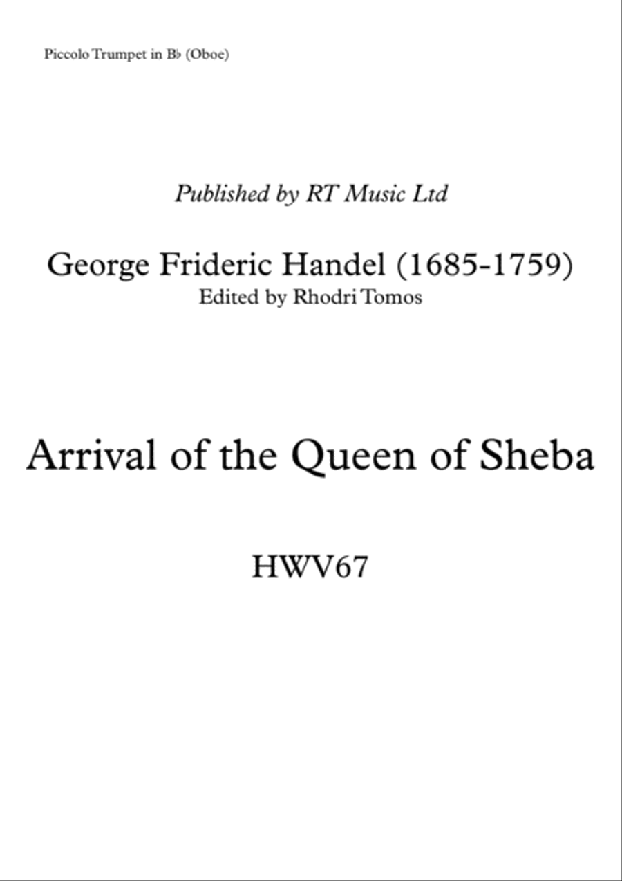 Handel HWV67 - Queen of Sheeba - violin, oboe, trumpet solo parts Oboe scores gallery preview page 5